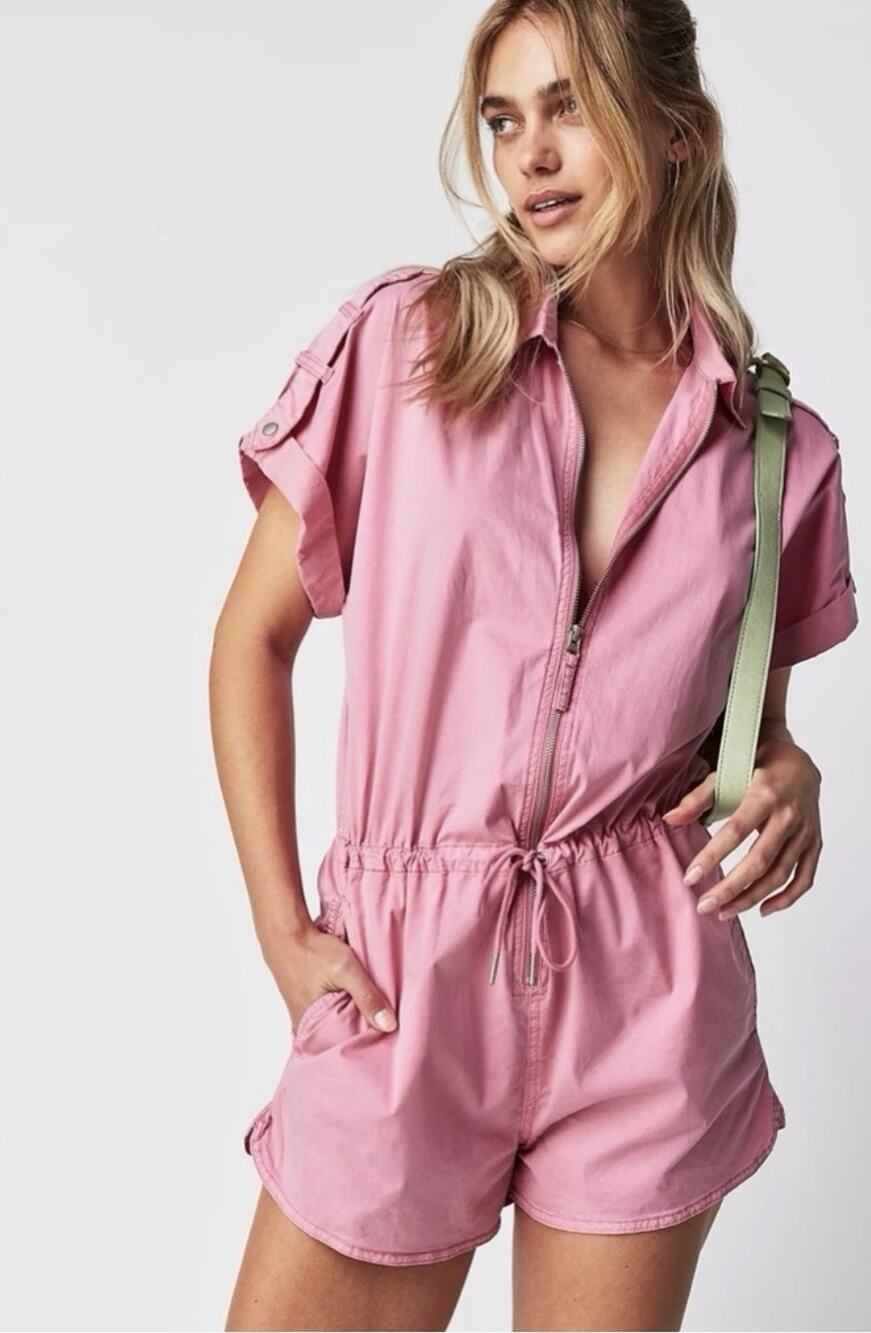 NEW PISTOLA Flamingo Pink MEG ZipFront Romper XXS Revolve ANTHROPOLOGIE Sold Out